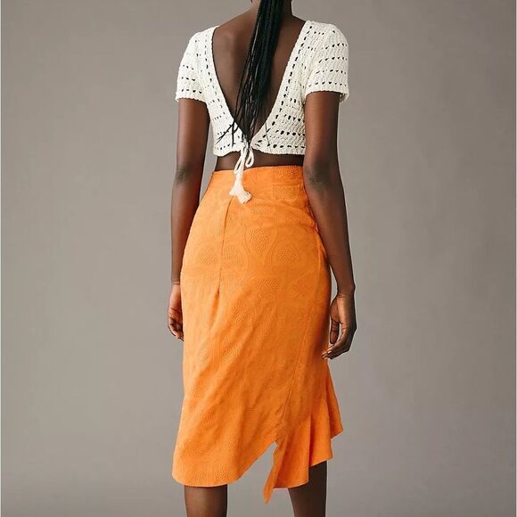 Anthropologie Maeve Embroidered Ruffle Wrap Skirt NWT - Picture 3 of 12